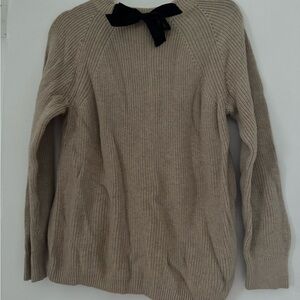 Jcrew Women's Beige Sweater with Black Bow